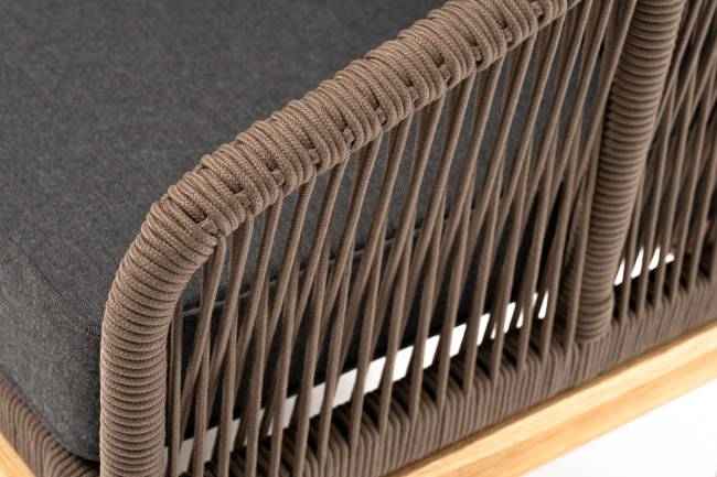 "Канны" диван 2-местный плетеный из роупа, основание дуб, роуп коричневый круглый, ткань темно-серая 027 "Канны" диван 2-местный плетеный из роупа, основание дуб, роуп коричневый круглый, ткань темно-серая 027