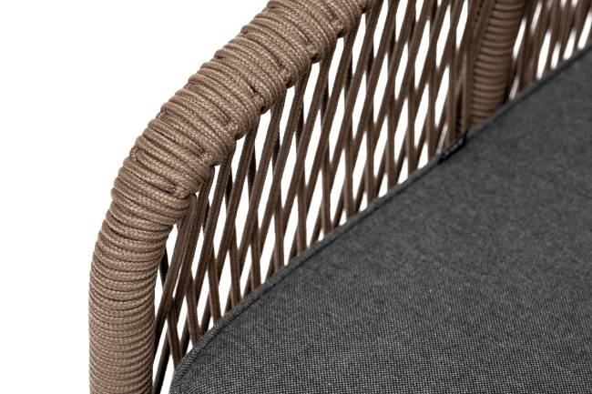 "Канны" диван 2-местный плетеный из роупа, основание дуб, роуп коричневый круглый, ткань темно-серая 027 "Канны" диван 2-местный плетеный из роупа, основание дуб, роуп коричневый круглый, ткань темно-серая 027