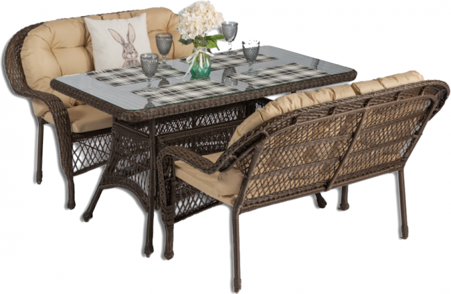 Обеденная группа GIZA M (Гиза) коричневая из искусственного ротанга