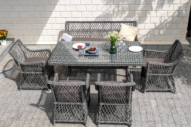 "Латте" плетеный стол из искусственного ротанга 160х90см, цвет графит "Латте" плетеный стол из искусственного ротанга 160х90см, цвет графит