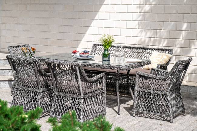 "Латте" плетеный стол из искусственного ротанга 160х90см, цвет графит "Латте" плетеный стол из искусственного ротанга 160х90см, цвет графит
