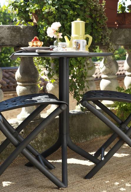 Стол пластиковый обеденный Spritz + Spritz Mini антрацит Ø605х400-765 мм