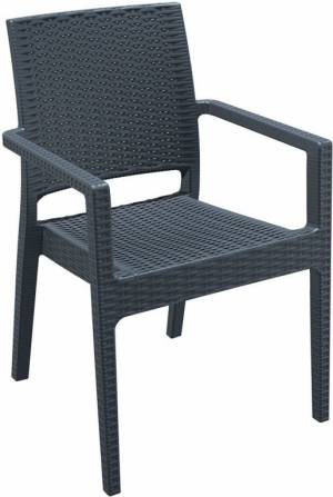 Кресло пластиковое плетеное Ibiza антрацит 580х590х870 мм