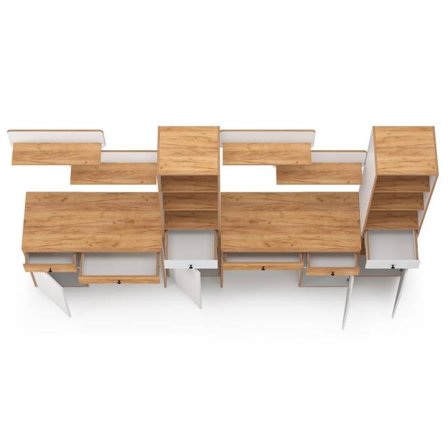 Мебель в детскую для двоих детей Вуди компоновка № 16 цвет белый премиум/дуб крафт золотой Мебель в детскую для двоих детей Вуди компоновка № 16 цвет белый премиум/дуб крафт золотой