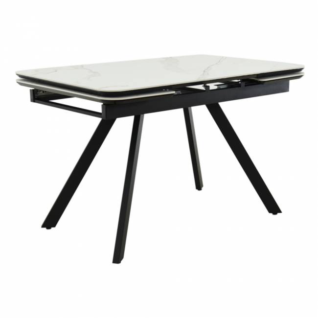 Стол Arthur раскладной 120-184x80x75см, керамогранит белый мрамор Greys White, чёрный Стол Arthur раскладной 120-184x80x75см, керамогранит белый мрамор Greys White, чёрный