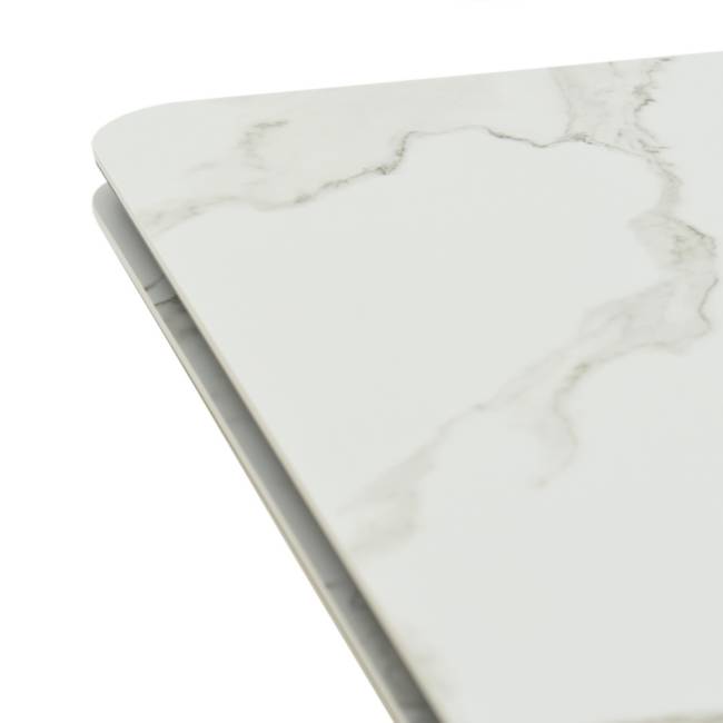 Стол Arthur раскладной 120-184x80x75см, керамогранит белый мрамор Greys White, чёрный Стол Arthur раскладной 120-184x80x75см, керамогранит белый мрамор Greys White, чёрный