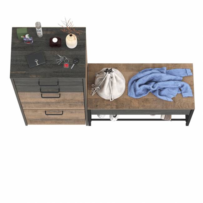 Высокая тумба для обуви с обувницей с сиденьем Трувор цвет дуб гранж песочный/интра Высокая тумба для обуви с обувницей с сиденьем Трувор цвет дуб гранж песочный/интра