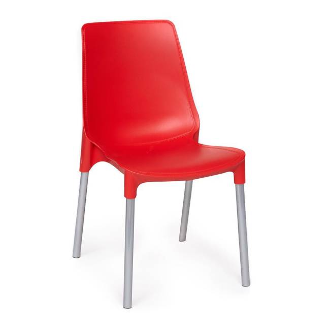 Стул Джениус/Genius (мод. 75) пластик/металл, 46x56x84cм, красный/опоры хром (Комплект из 4 шт.) красный металл/пластик