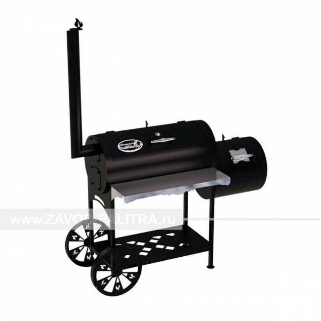 Гриль-Смокер XL, из стали толщиной 3 мм, с топкой справа, в термостойкой покраске Гриль-Смокер XL, из стали толщиной 3 мм, с топкой справа, в термостойкой покраске