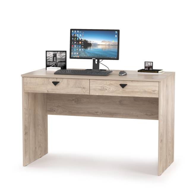 Компьютерный стол со шкафом и полкой со стеклом Бостон цвет дуб эндгрейн элегантный/фасады МДФ милк рикамо софт