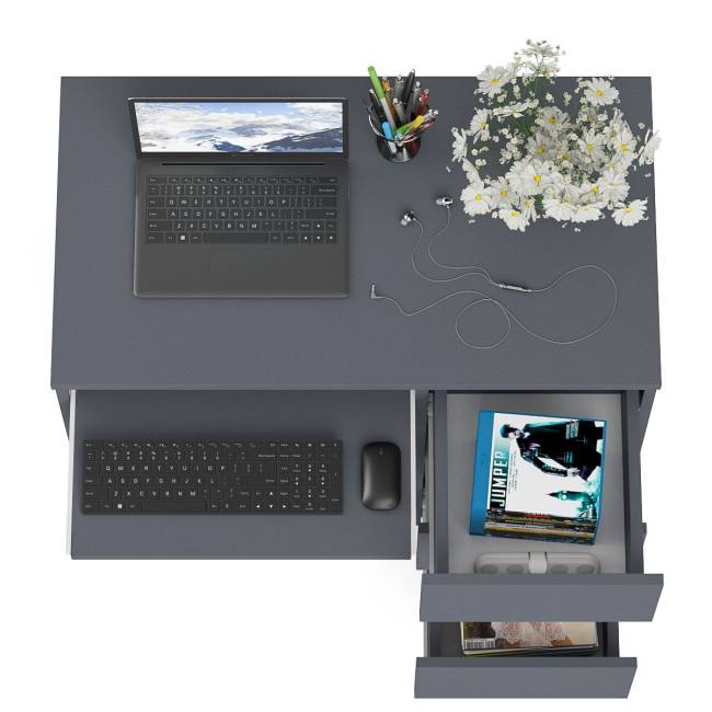 Стол компьютерный три ящика Мори МС-6 правый цвет графит