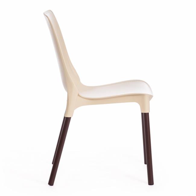 Стул Джениус/Genius (мод. 75) пластик/металл, 46x56x84cм, бежевый/опоры коричневые (Комплект из 4 шт.) бежевый металл/пластик