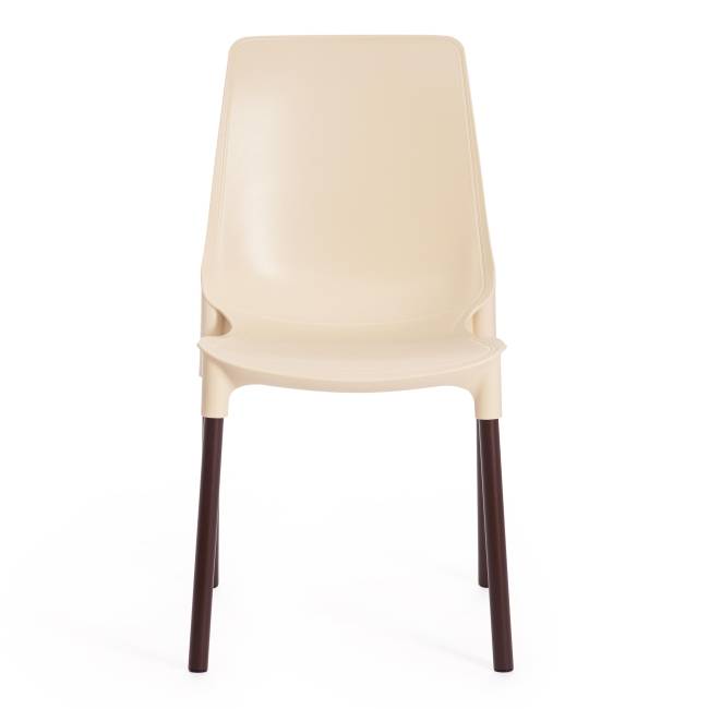 Стул Джениус/Genius (мод. 75) пластик/металл, 46x56x84cм, бежевый/опоры коричневые (Комплект из 4 шт.) бежевый металл/пластик