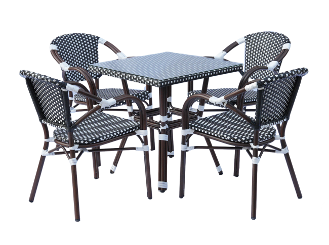 "Кабри" плетеный стул из искусственного ротанга, цвет черно-белый