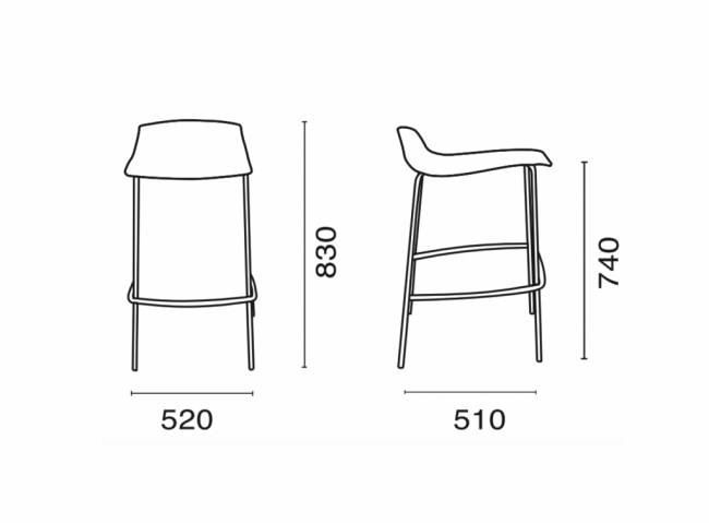 Табурет пластиковый барный X-Treme BSS Pro тортора 520х510х830 мм