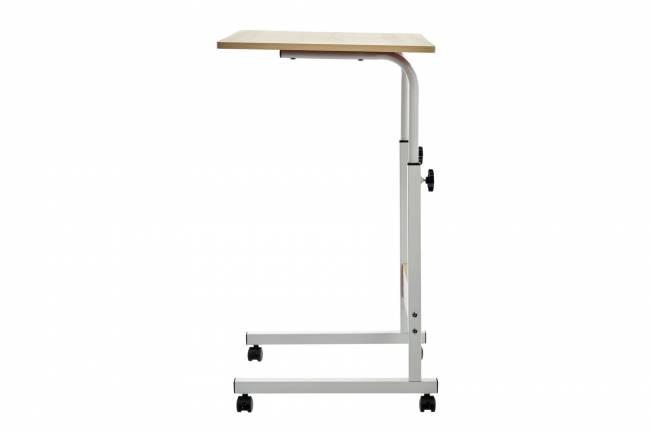 Стол многофункциональный на колесах, 60x40 см, «РОЛЛ», 2 ножки, регул.высота, мдф, металл, св. дерево, белый Стол многофункциональный на колесах, 60x40 см, «РОЛЛ», 2 ножки, регул.высота, мдф, металл, св. дерево, белый