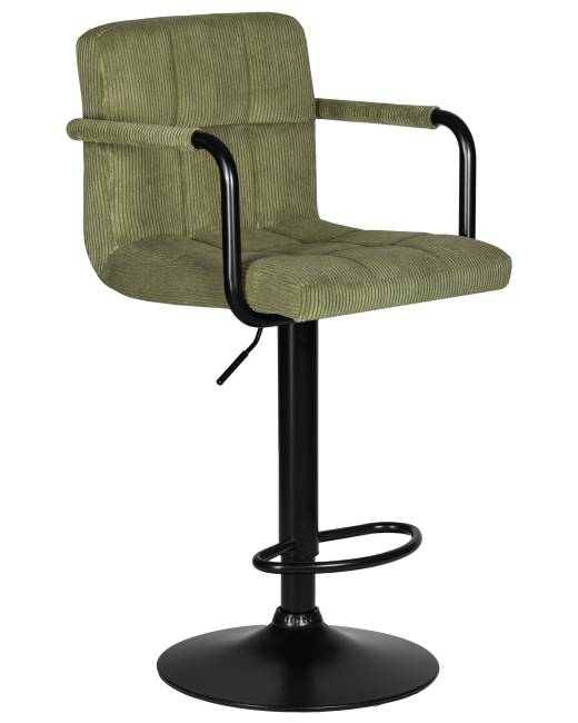 Стул барный DOBRIN KRUGER ARM BLACK, зеленый вельвет (LAR-E2041-7)