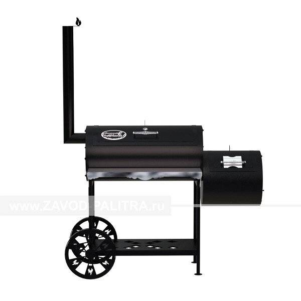 Гриль-Смокер XL, из стали толщиной 4 мм, с топкой справа, в термостойкой покраске Гриль-Смокер XL, из стали толщиной 4 мм, с топкой справа, в термостойкой покраске