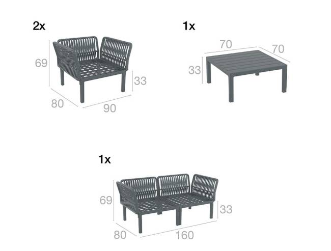 Комплект пластиковой мебели Portofino Lounge темно-серый, светло-коричневый