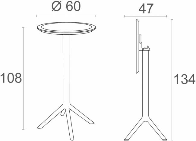 Стол пластиковый барный складной Sky Folding Bar Table 60 бежевый Ø600х1080 мм