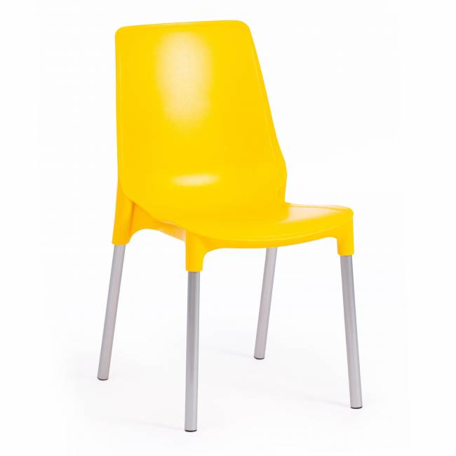 Стул Джениус/Genius (мод. 75) пластик/металл, 46x56x84cм, желтый/опоры хром (Комплект из 4 шт.) желтый металл/пластик
