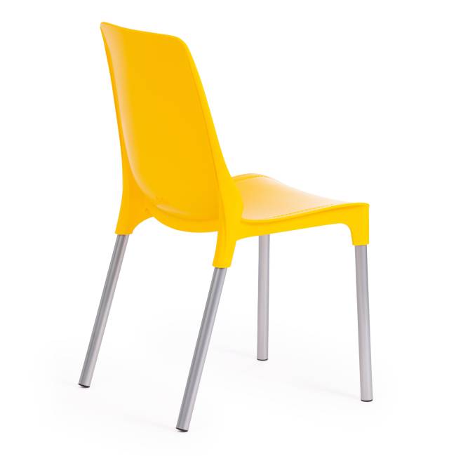 Стул Джениус/Genius (мод. 75) пластик/металл, 46x56x84cм, желтый/опоры хром (Комплект из 4 шт.) желтый металл/пластик