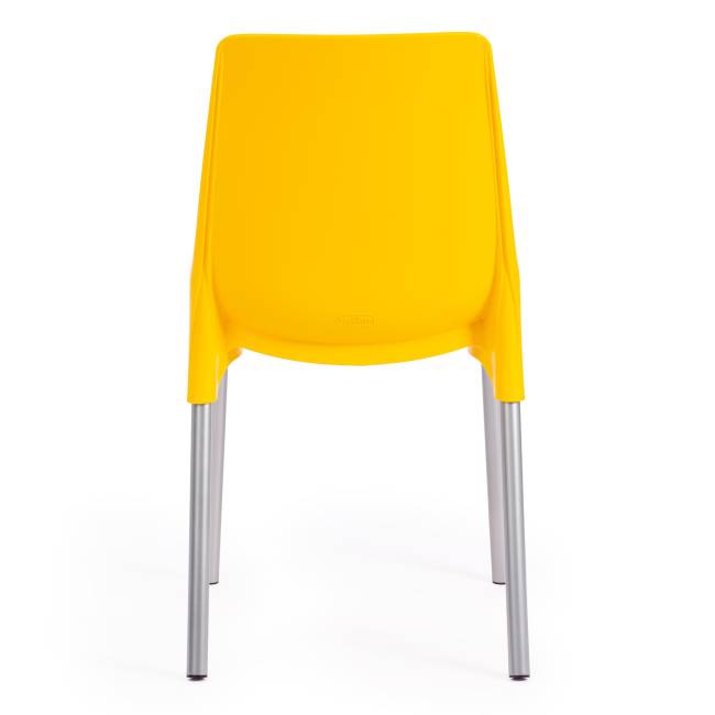 Стул Джениус/Genius (мод. 75) пластик/металл, 46x56x84cм, желтый/опоры хром (Комплект из 4 шт.) желтый металл/пластик