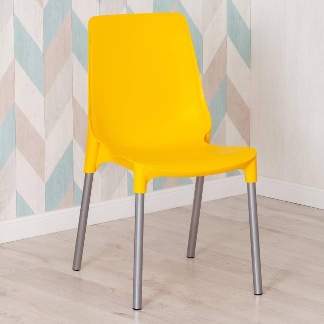 Стул Джениус/Genius (мод. 75) пластик/металл, 46x56x84cм, желтый/опоры хром (Комплект из 4 шт.) желтый металл/пластик