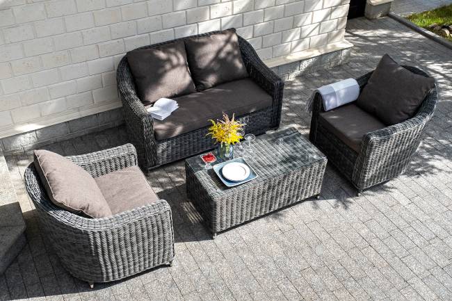 "Кон Панна" лаунж-зона из искусственного ротанга, цвет графит "Кон Панна" лаунж-зона из искусственного ротанга, цвет графит