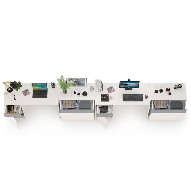 Два письменных стола и два комода Торонто цвет белый шагрень/стальной серый