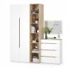 Комплект Муссон Шкаф + Стеллаж + Комод + Зеркало цвет белый/дуб эндгрейн элегантный Комплект Муссон Шкаф + Стеллаж + Комод + Зеркало цвет белый/дуб эндгрейн элегантный