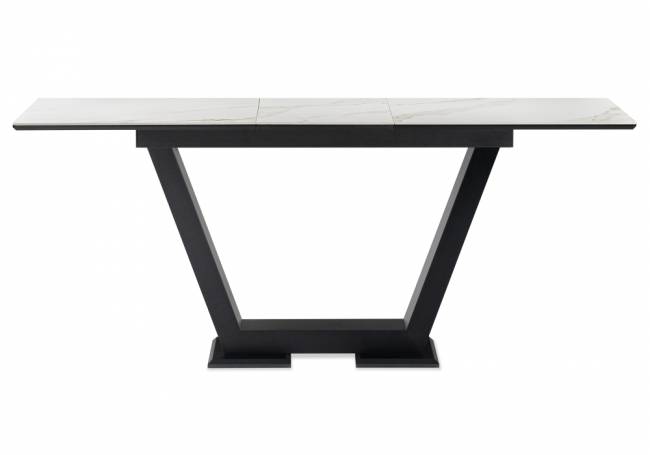 Керамический стол на тумбе Иматра 140(180)х80х76 белый мрамор / черный