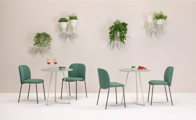 Ваза для цветов Mimosa лен, зеленый шалфей Ø245х250 мм