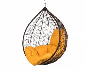 Подвесное кресло в виде капли "Tropica Brown" BS" оранжевая подушка