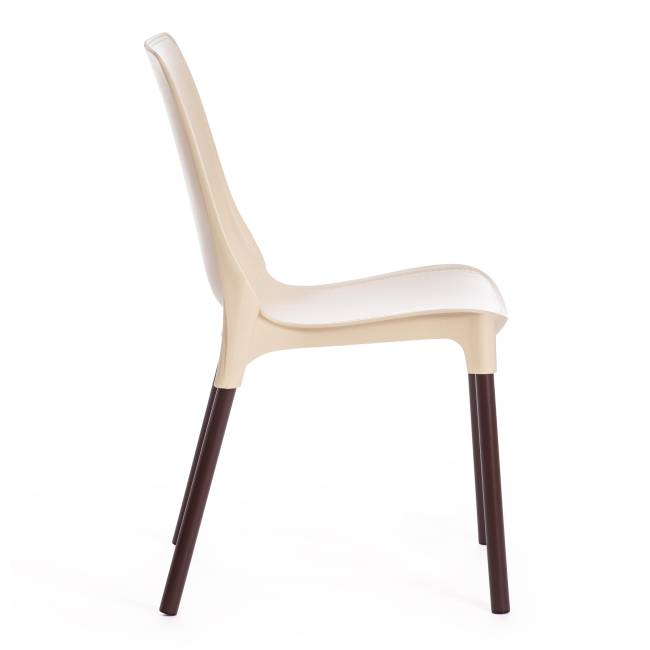 Стул Джениус/Genius (мод. 75) (1шт.в упаковке) пластик/металл, 46x56x84cм, бежевый/опоры коричневые бежевый металл/пластик