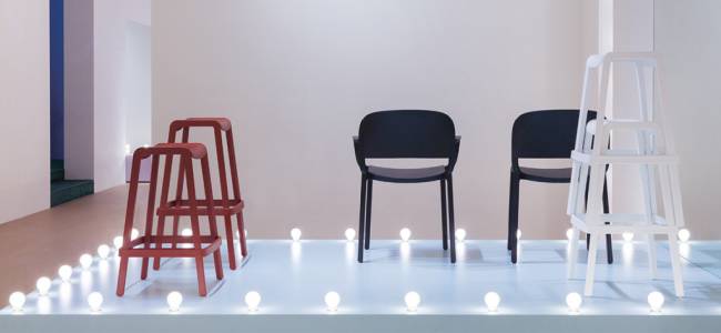 Табурет пластиковый полубарный Dome черный 430х415х650 мм Табурет пластиковый полубарный Dome черный 430х415х650 мм