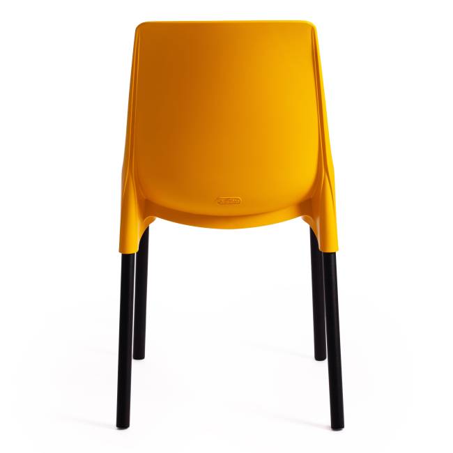 Стул Джениус/Genius (мод. 75) (1шт.в упаковке) пластик/металл, 46x56x84cм, желтый/опоры черные желтый металл/пластик