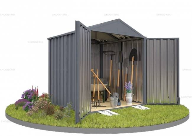 Хозблок SKOGGY секционный с двускатной крышей 2 х 2 м, брутальный серый Хозблок SKOGGY секционный с двускатной крышей 2 х 2 м, брутальный серый
