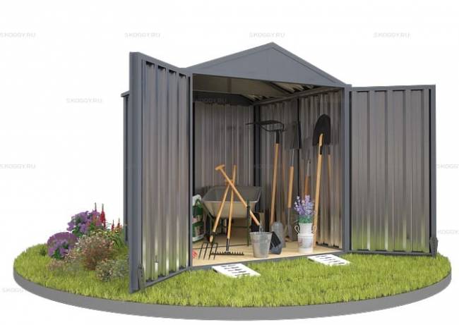 Хозблок SKOGGY секционный с двускатной крышей 2 х 2 м, брутальный серый Хозблок SKOGGY секционный с двускатной крышей 2 х 2 м, брутальный серый