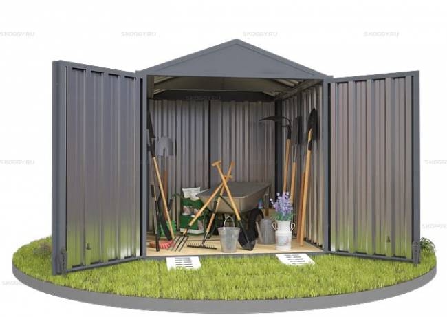 Хозблок SKOGGY секционный с двускатной крышей 2 х 2 м, брутальный серый Хозблок SKOGGY секционный с двускатной крышей 2 х 2 м, брутальный серый