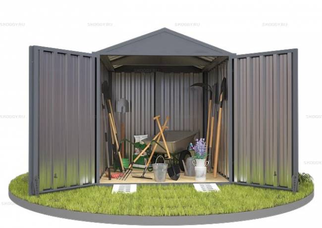Хозблок SKOGGY секционный с двускатной крышей 2 х 2 м, брутальный серый Хозблок SKOGGY секционный с двускатной крышей 2 х 2 м, брутальный серый