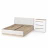 Комод Муссон с кроватью 1600 с подъёмным основанием цвет белый/дуб эндгрейн элегантный/кожзам белый Комод Муссон с кроватью 1600 с подъёмным основанием цвет белый/дуб эндгрейн элегантный/кожзам белый