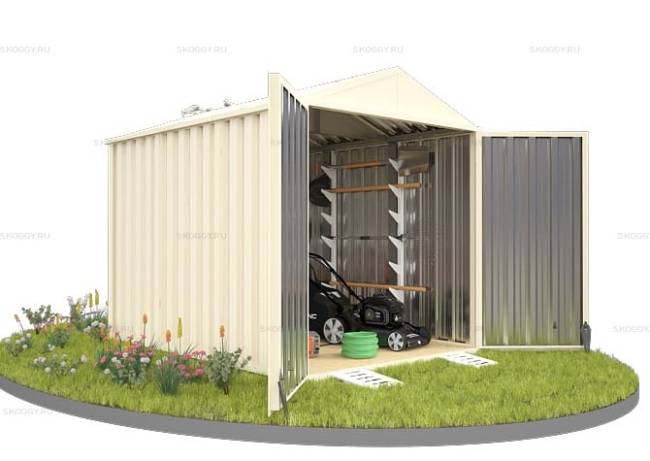 Хозблок SKOGGY секционный с двускатной крышей 3 х 2 м, слоновая кость Хозблок SKOGGY секционный с двускатной крышей 3 х 2 м, слоновая кость