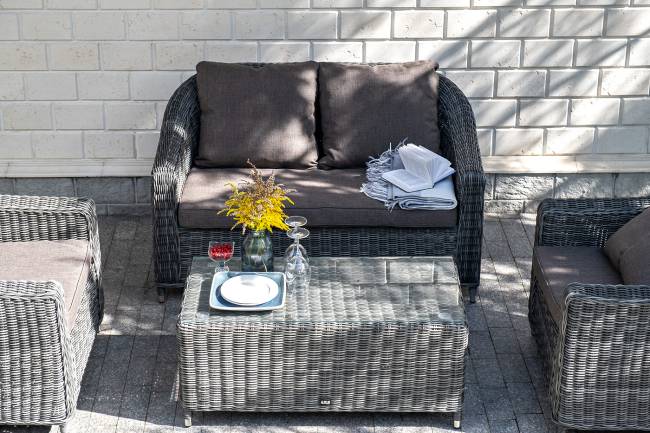 "Кон Панна" диван из искусственного ротанга двухместный, цвет графит "Кон Панна" диван из искусственного ротанга двухместный, цвет графит