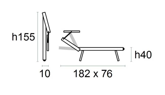 Шезлонг-лежак металлический Smart серебристый 1820х760х400 мм