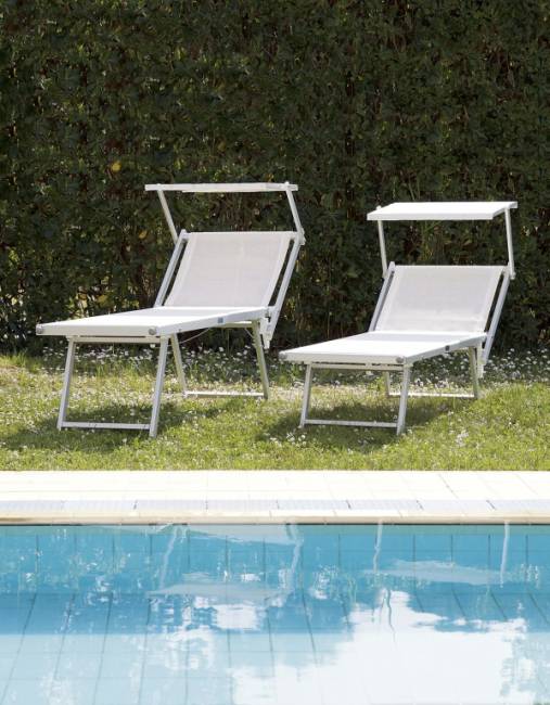 Шезлонг-лежак металлический Smart серебристый 1820х760х400 мм