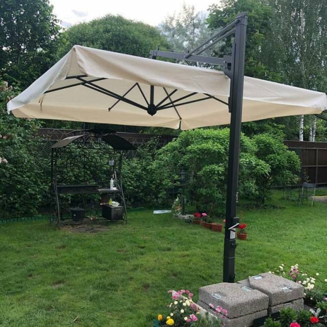 Зонт профессиональный 4х4 м Galileo Maxi Dark антрацит, слоновая кость 4000х4000 мм