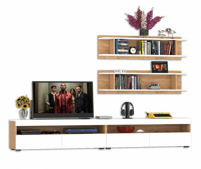 Гостиная Альба № 2 цвет дуб крафт золотой/белый премиум Гостиная Альба № 2 цвет дуб крафт золотой/белый премиум