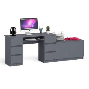 Двухтумбовый компьютерный стол Мори МС-2 с широкой тумбой на 900 цвет графит